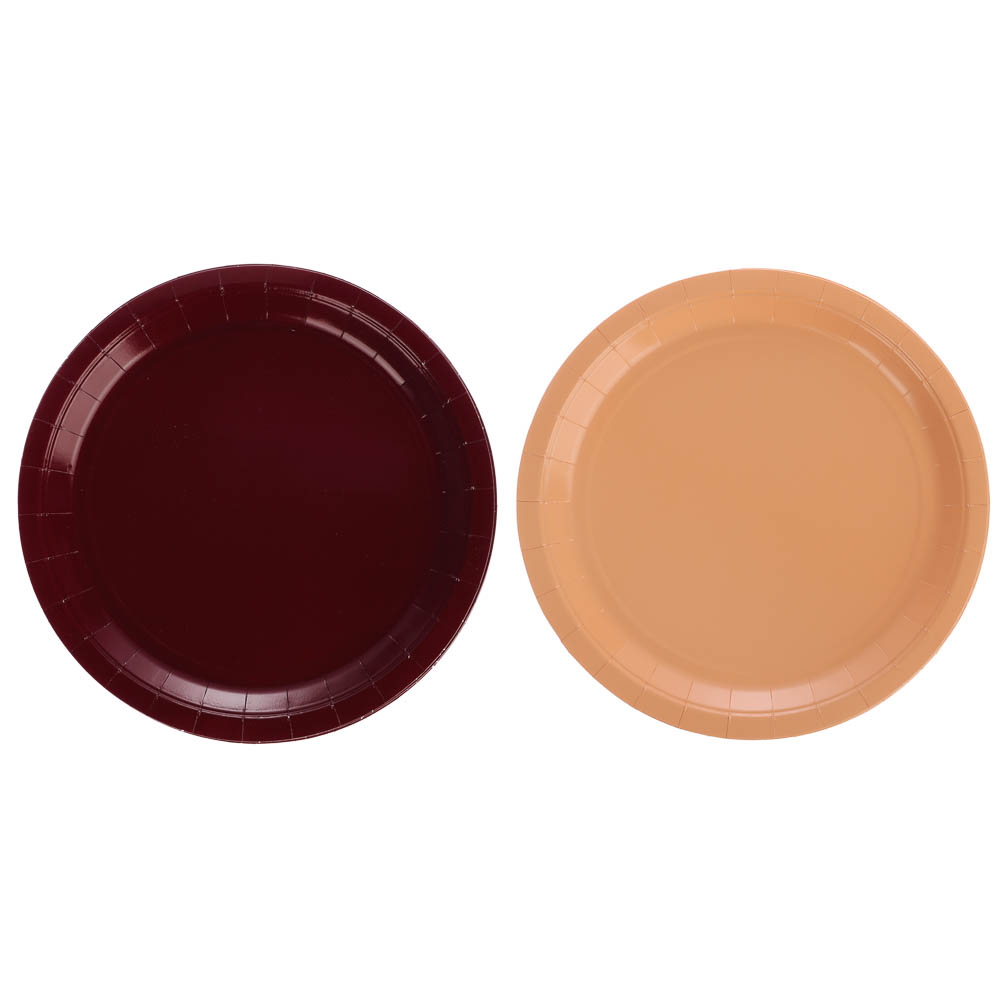 Тарелка бордовая, персиковая в асс 23см 6шт - #1