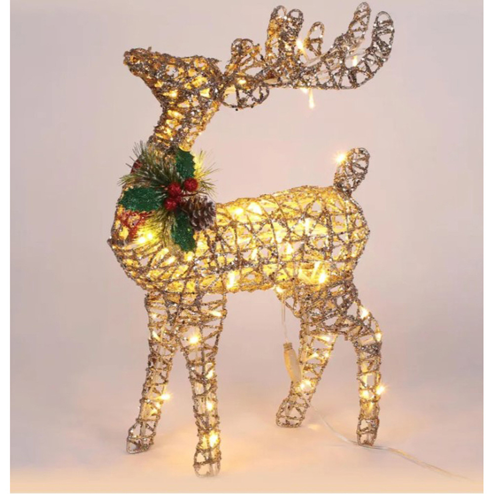 СНОУ БУМ Олень, 20 LED, 30 см, шампань, постоянное свечение - #1
