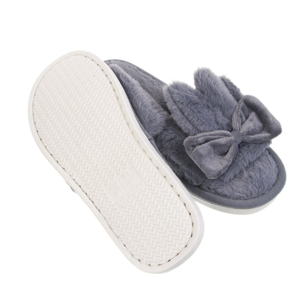 Обувь домашняя с ушками, размер 40-41, цвет серый, #5 - #4