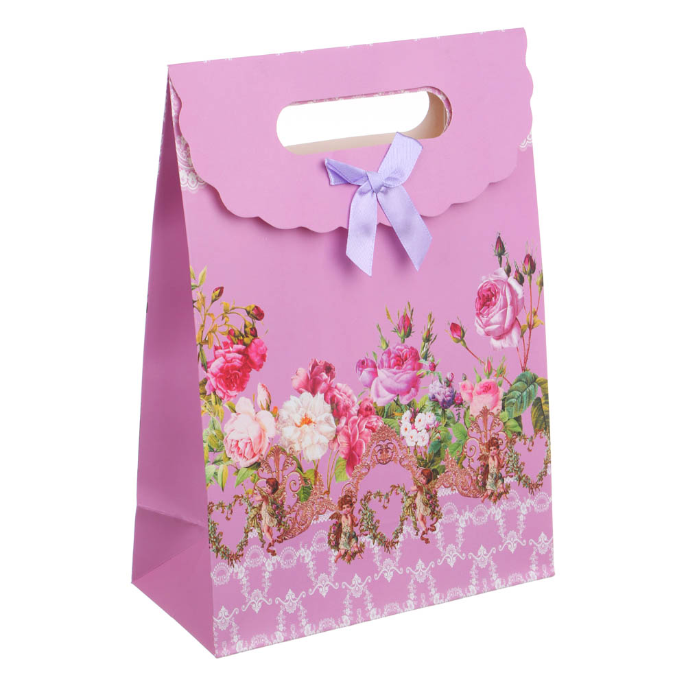 LADECOR Пакет-конверт, подарочный, с бантом, бумажный, 19x9x27 см, 4 дизайна, цветочный принт - #13
