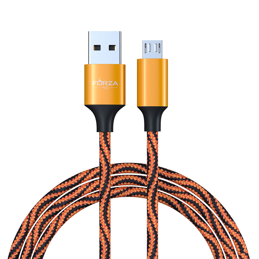 FORZA Кабель для зарядки Серпантин Micro USB, 1м, 1.5А, тканевая оплётка, 4 цвета, пакет - #6