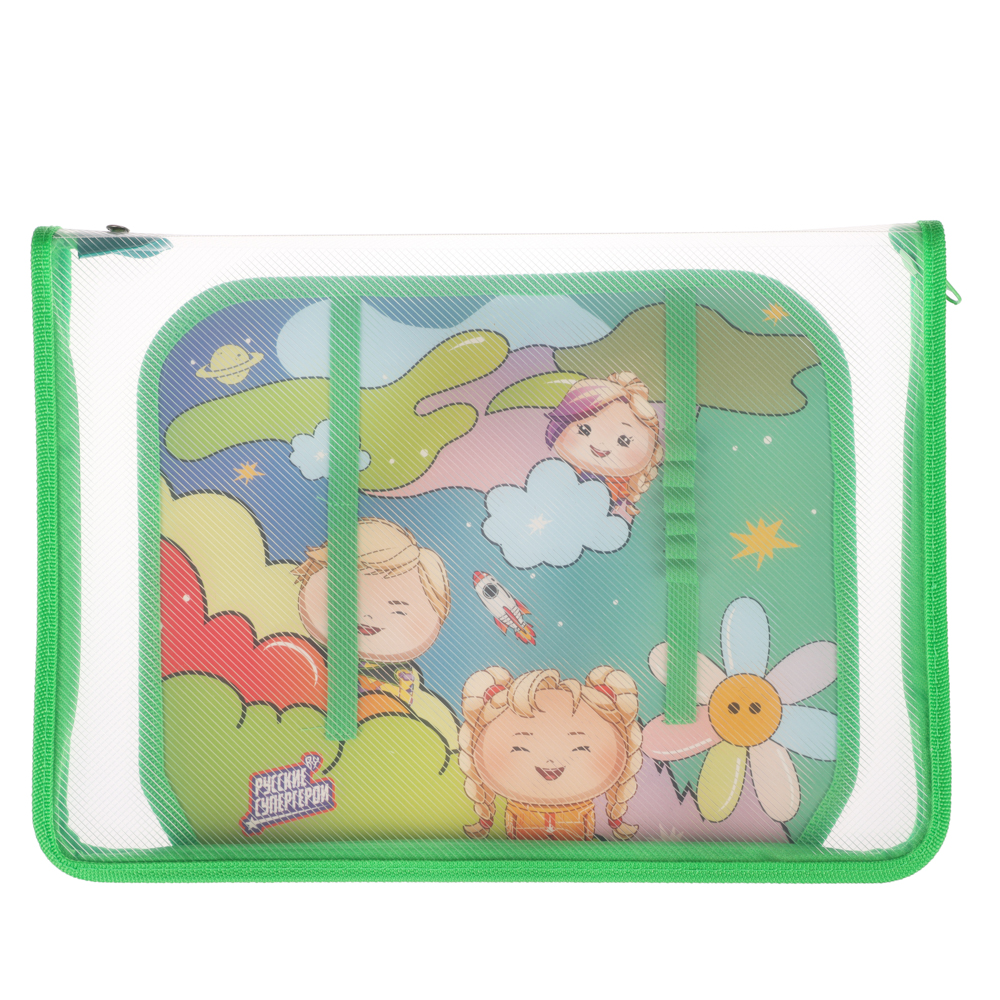 BY Русские Супергерои Папка для труда А4, пластик, молния вокруг, откидная планка, 33х2,5х23 cм - #1