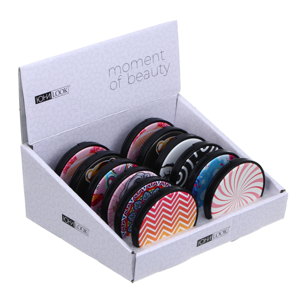 ЮНИLOOK Зеркало карманное, стекло, пластик, d6,8см, 10-12 дизайнов - #5