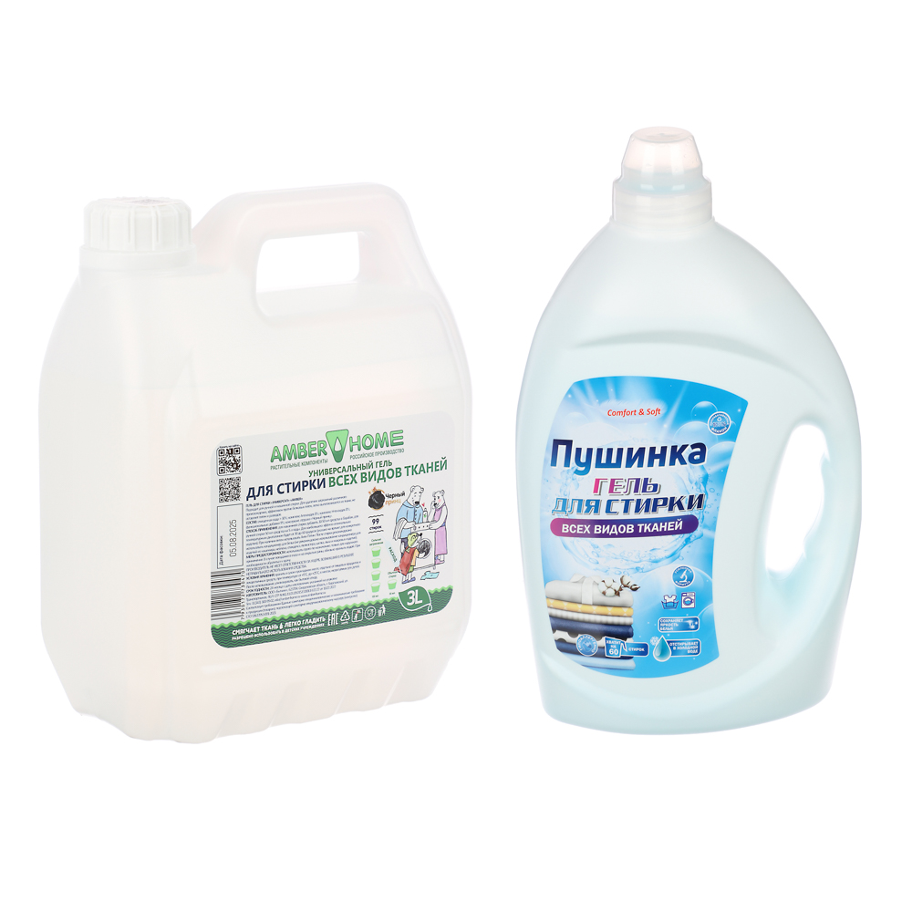 Гель для стирки Пушинка/Amber Home для всех видов тканей, п/б, 3л - #1