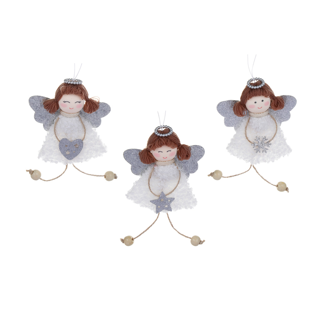 СНОУ БУМ Сувенир елочный Ангел 15 см, полиэстер, белый, 3 вида - #1