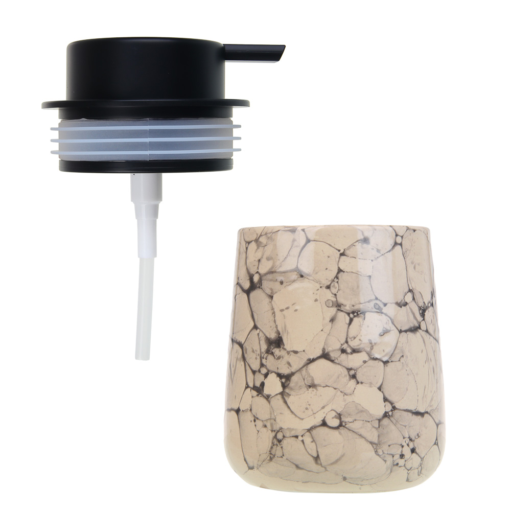 VETTA Дозатор для жидкого мыла, 320 мл, 13x9x9 см, керамика, "Космос", мрамор молочный - #3