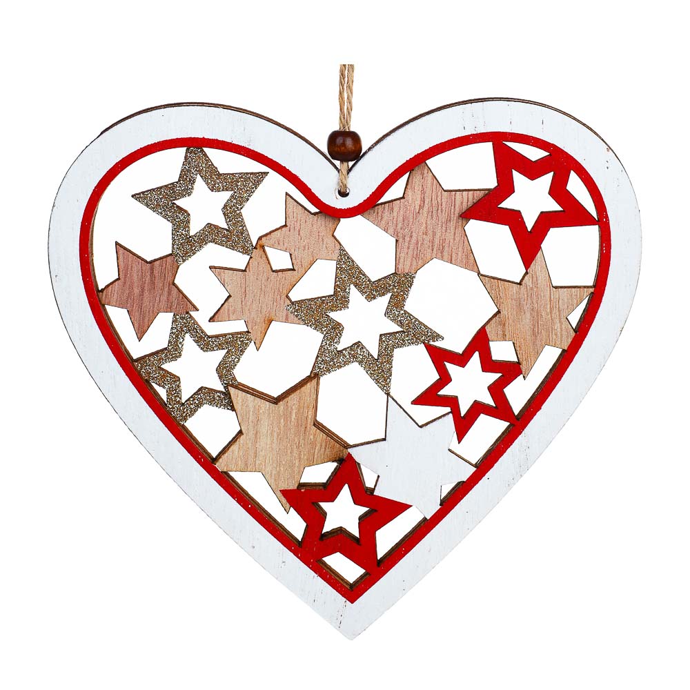 СНОУ БУМ Сувенир - подвеска в виде сердца, 16x17 см, дерево, 2 цвета - #2