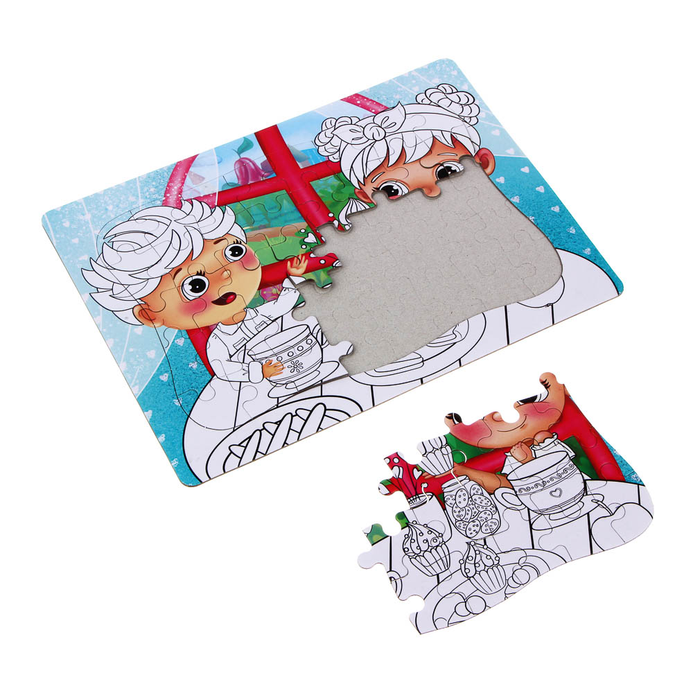 Малыши из Лиландии Пазлы для раскрашивания, картон, пластик, 6 фломастеров, 40дет., 21х28см, 4 диз - #4