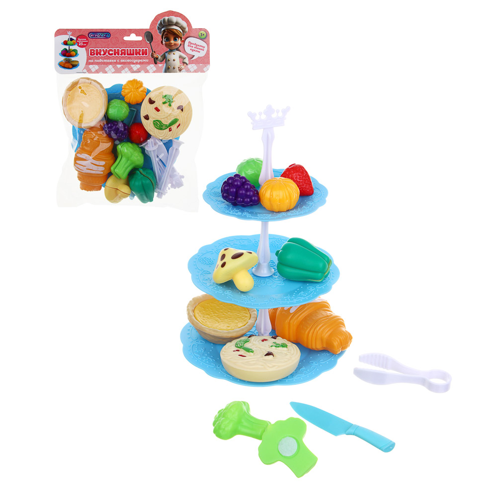 ИГРОЛЕНД Продукты на подставке "Вкусняшки", с аксессуарами в пакете, PP, PVC,21х26 см, 3 диз - #1