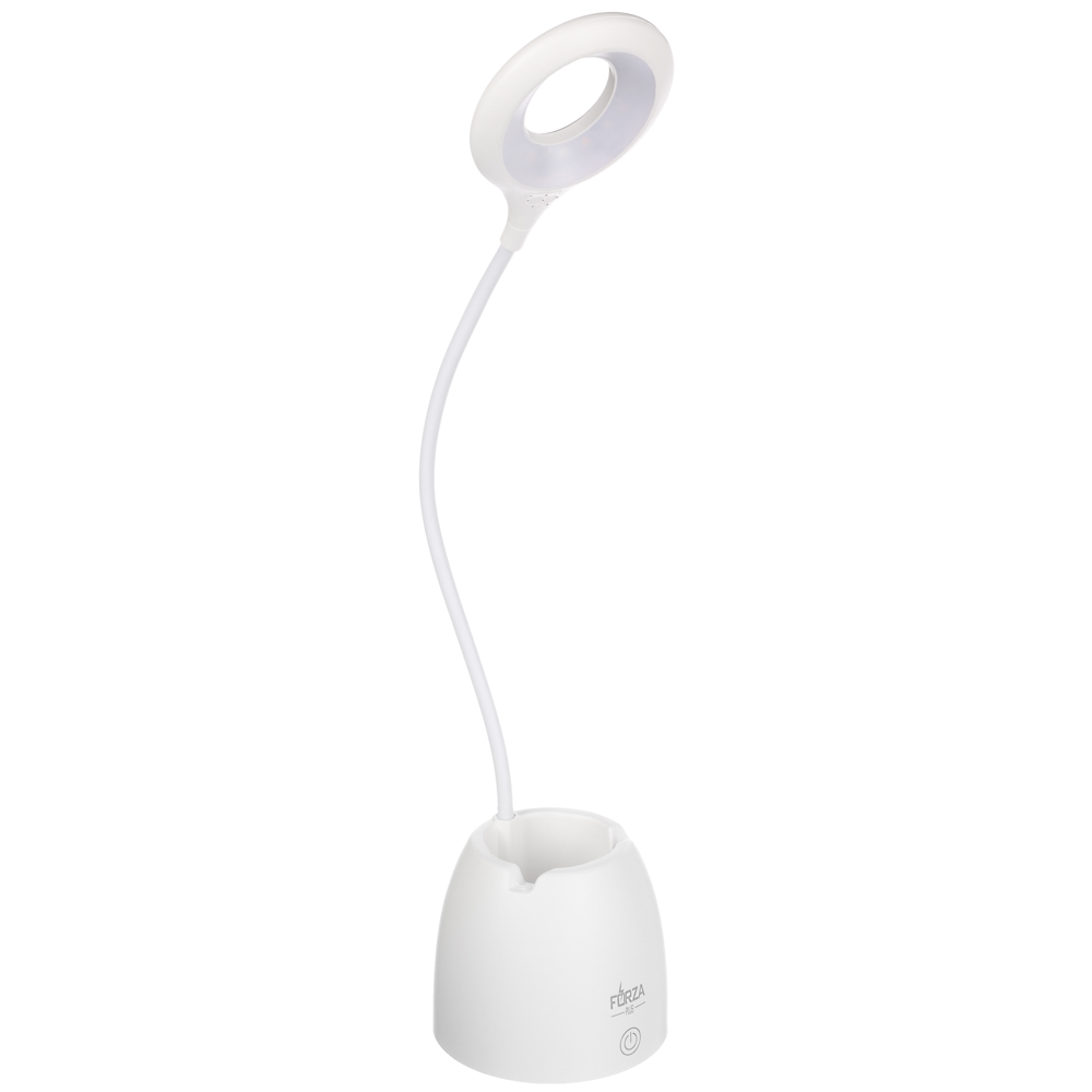 FORZA Лампа настольная, 16 LED, 6W, 600Lm, питание USB, с подставкой, кабель 1.5м, пластик, белая - #3