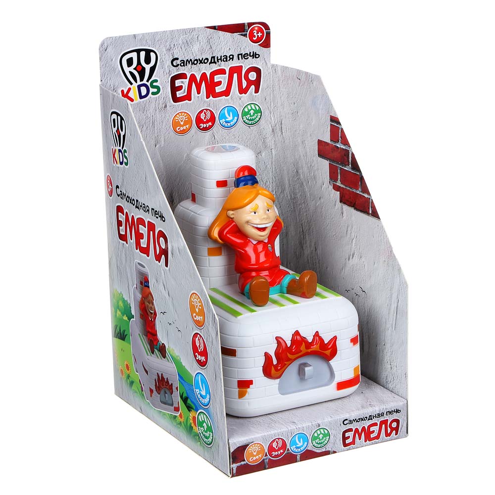 BY Машинка "Емеля на печи", свет, звук, движ., датчик столкн., 3AA, пластик, 9,5х18х17см - #3
