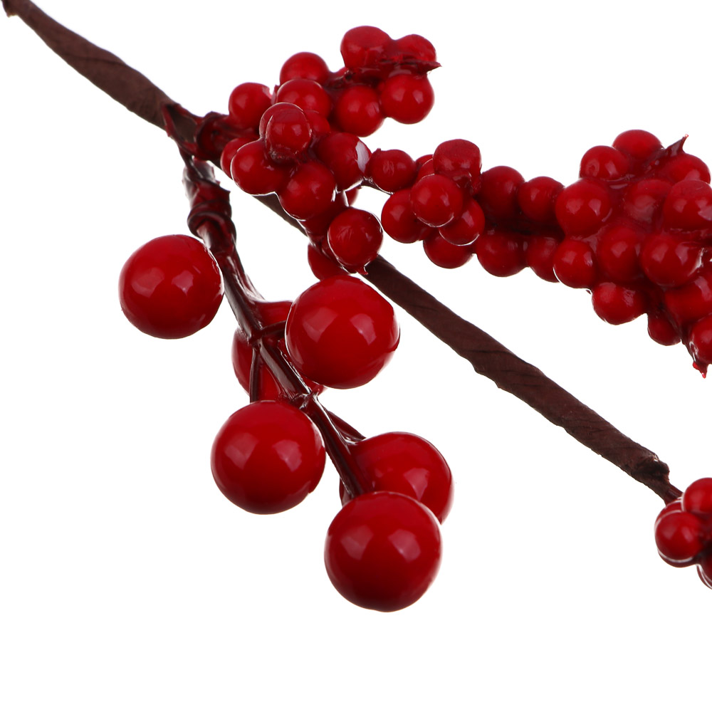 СНОУ БУМ Веточка с красными ягодами 37 см, пенопласт, металл - #4