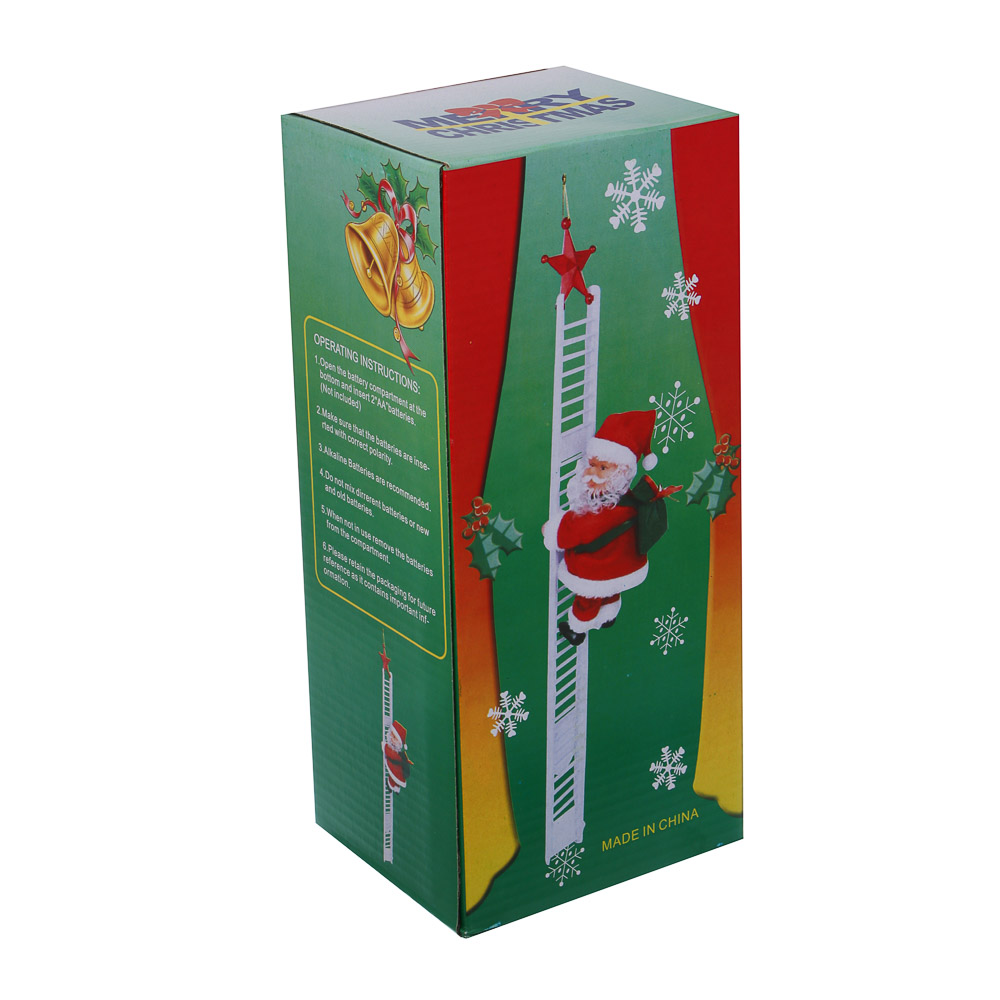 СНОУ БУМ Игрушка новогодняя "Музыкальный Санта", двигается по лестнице, 9х20см, ABS, полиэстер, 2хАА - #5