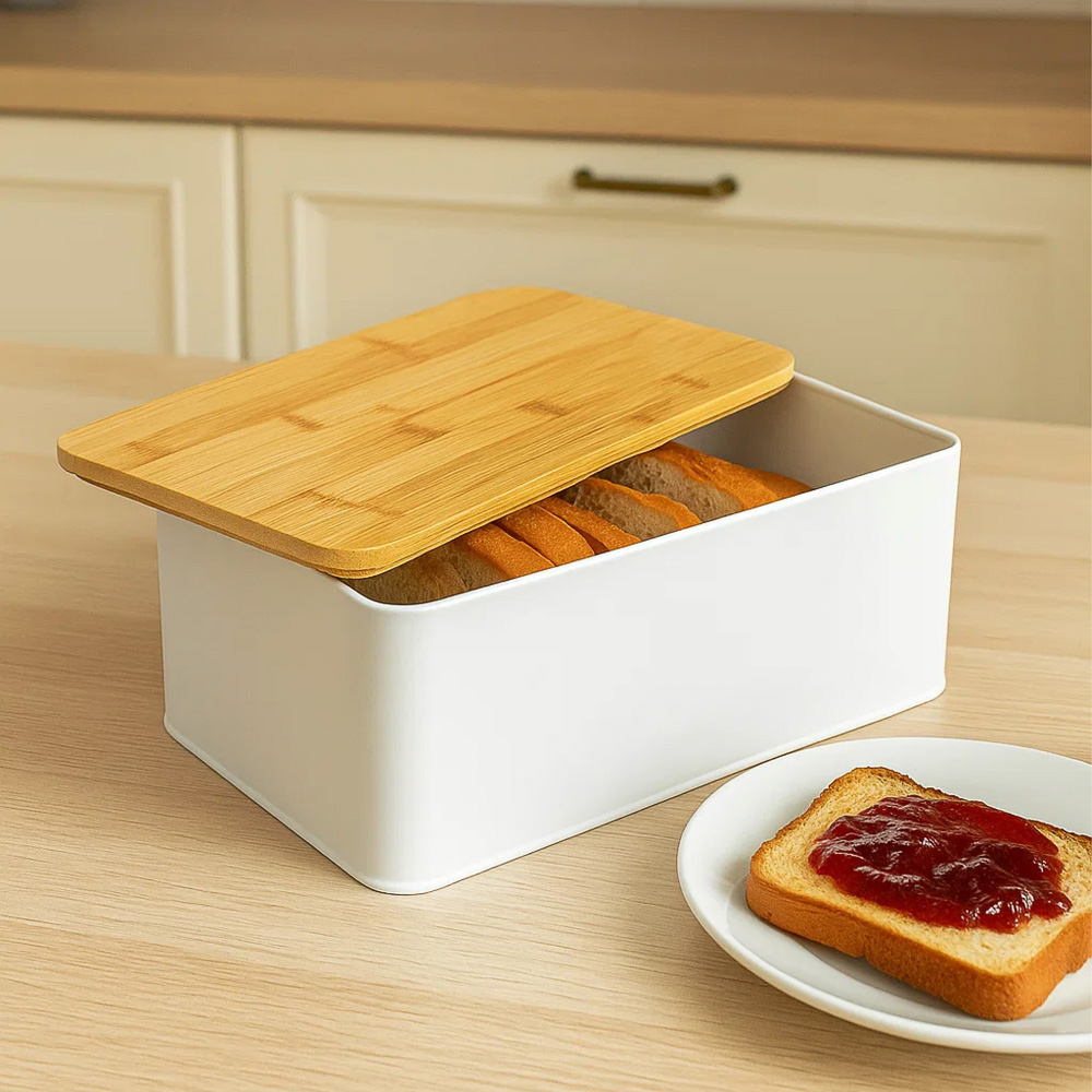 SATOSHI Хлебница с бамбуковой крышкой 33x17,5x13,5см, жесть - #9