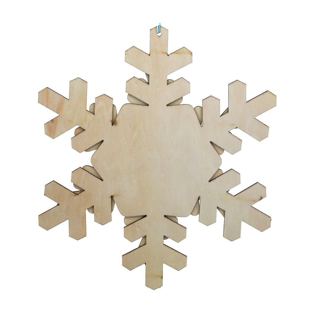 СНОУ БУМ Сувенир подвеска в виде снежинки, 23 см, дерево, 2 дизайна - #4