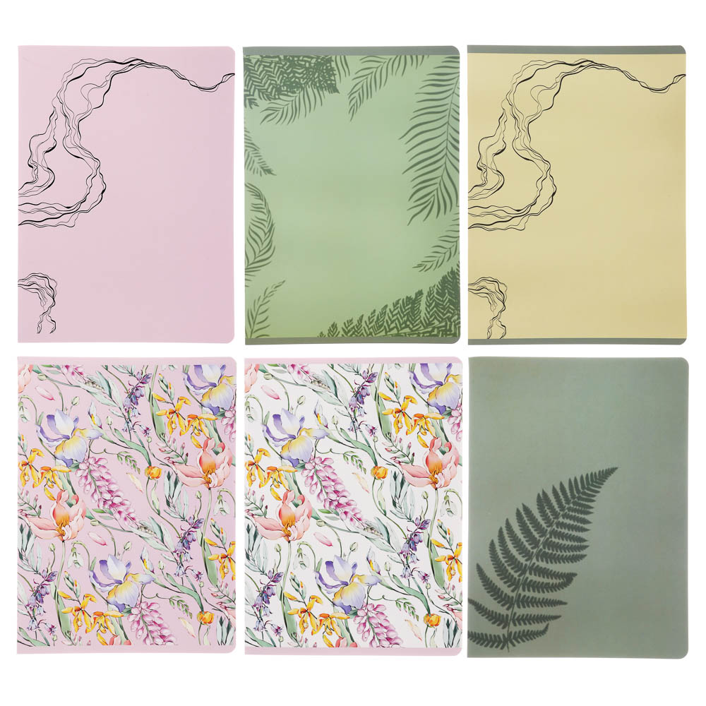 Тетрадь общая "Botanica", формат А4, 48л. в клетку, на скобе, скругленные углы, в ассортим. - #1