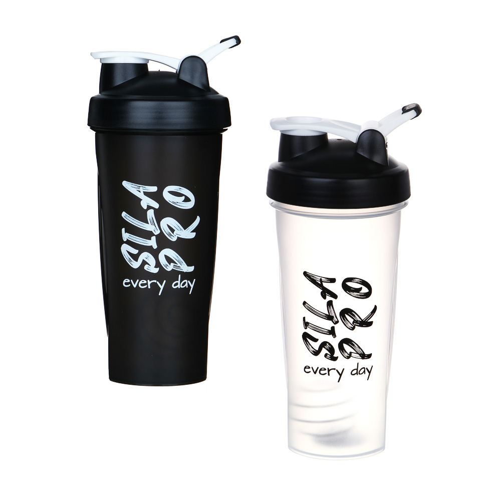 SILAPRO Шейкер спортивный, 600 мл, 22х10см, РР, нерж.сталь, ч/б микс - #1