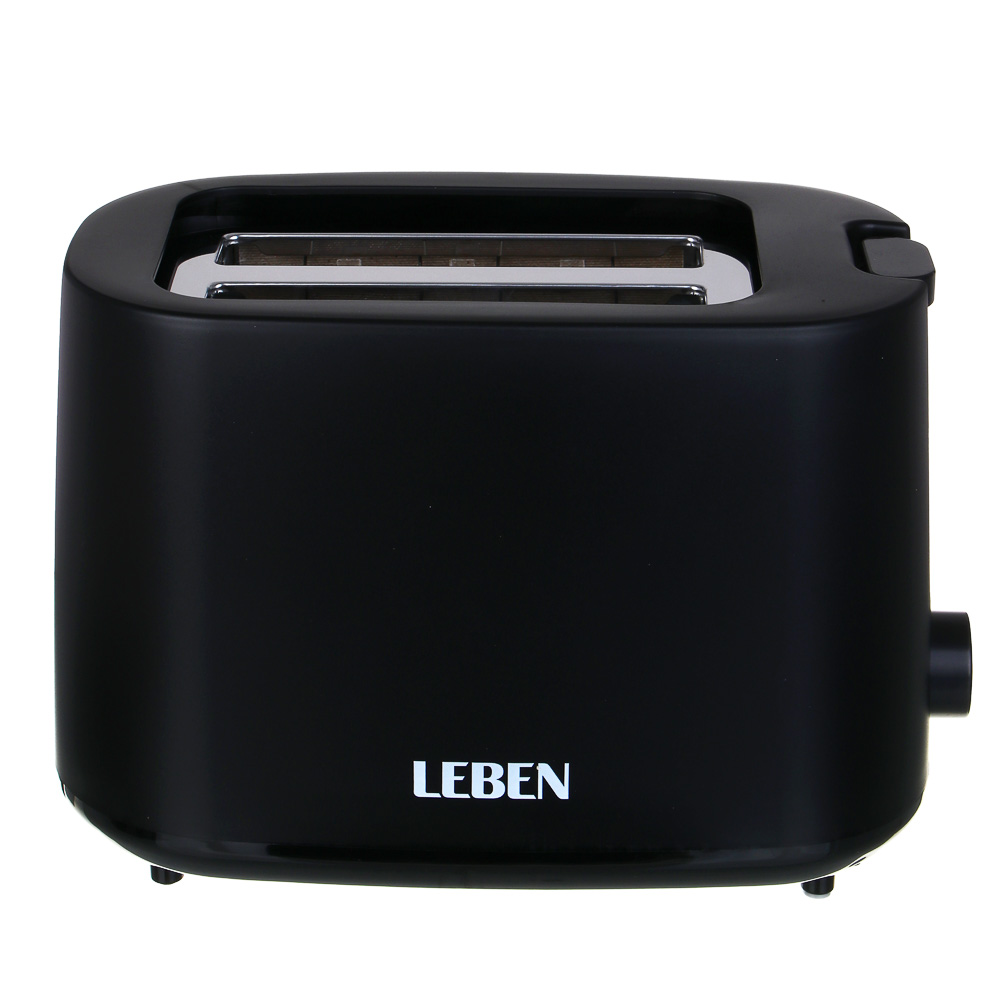 LEBEN Тостер, 650 Вт, 2 слота, регулятор мощности/степени прожарки, пластик, металл, чёрный - #2