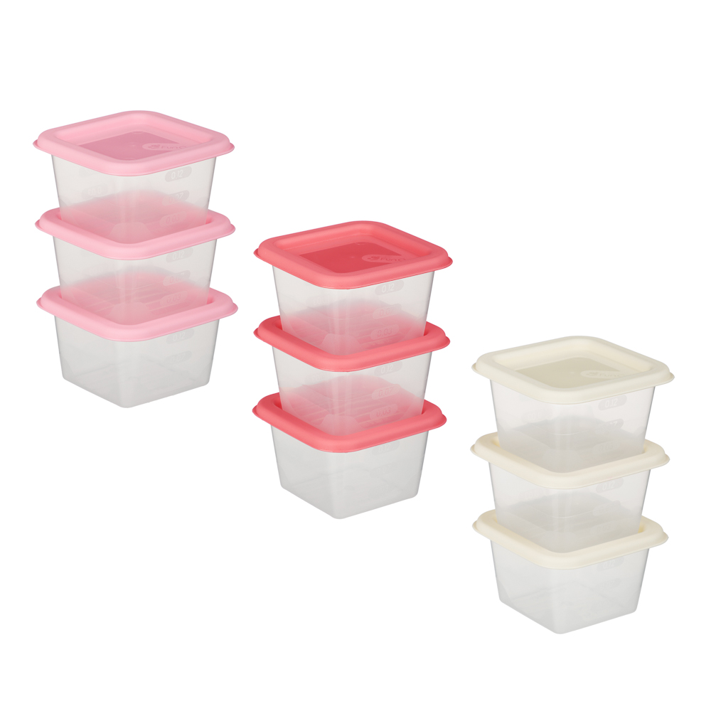 Набор контейнеров пищевых квадратных, 3шт, 0,15л, пластик, 3 цвета - #1