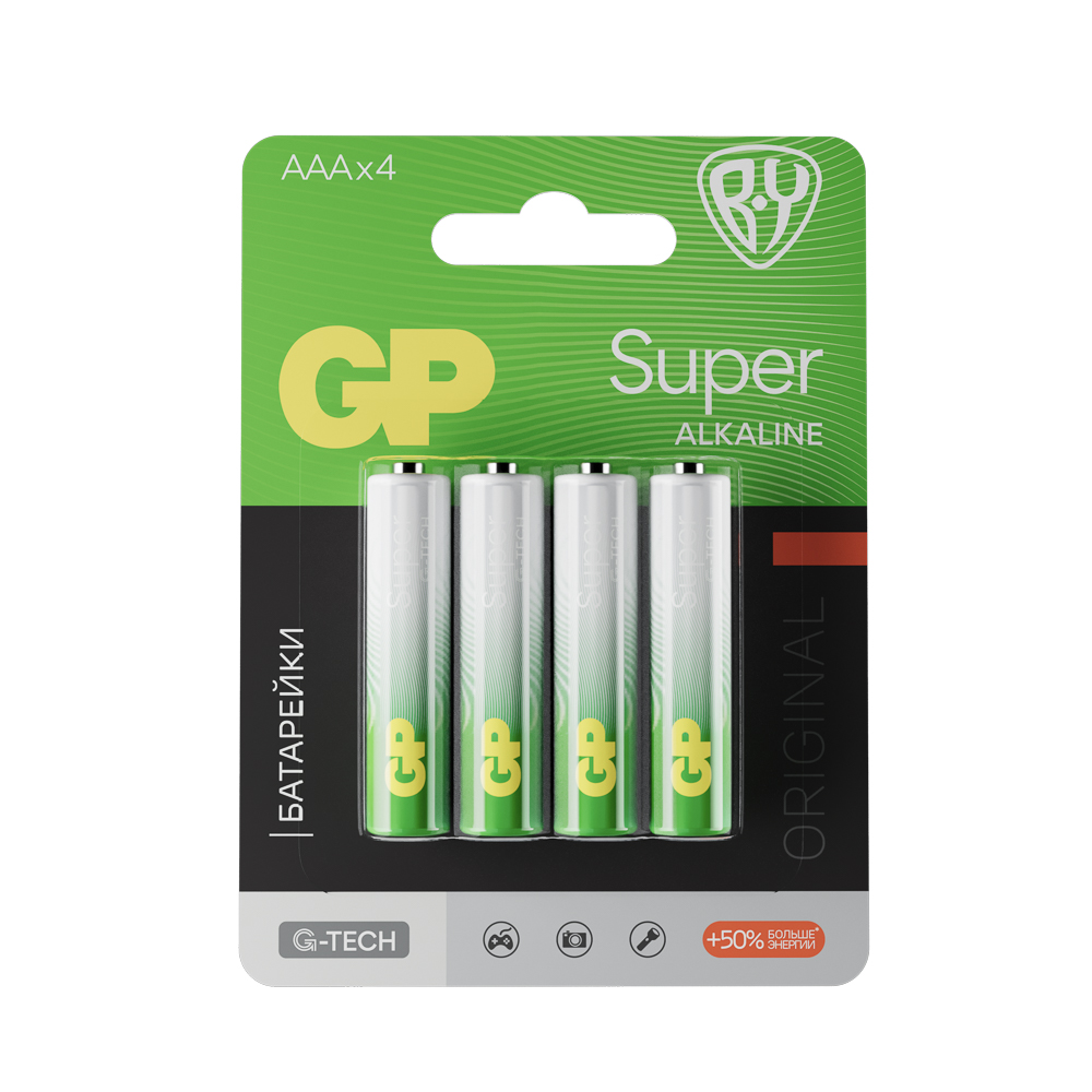 Батарейки AAA GP Super BY Original 4шт 24AGM-2CR4 в блистере - #1