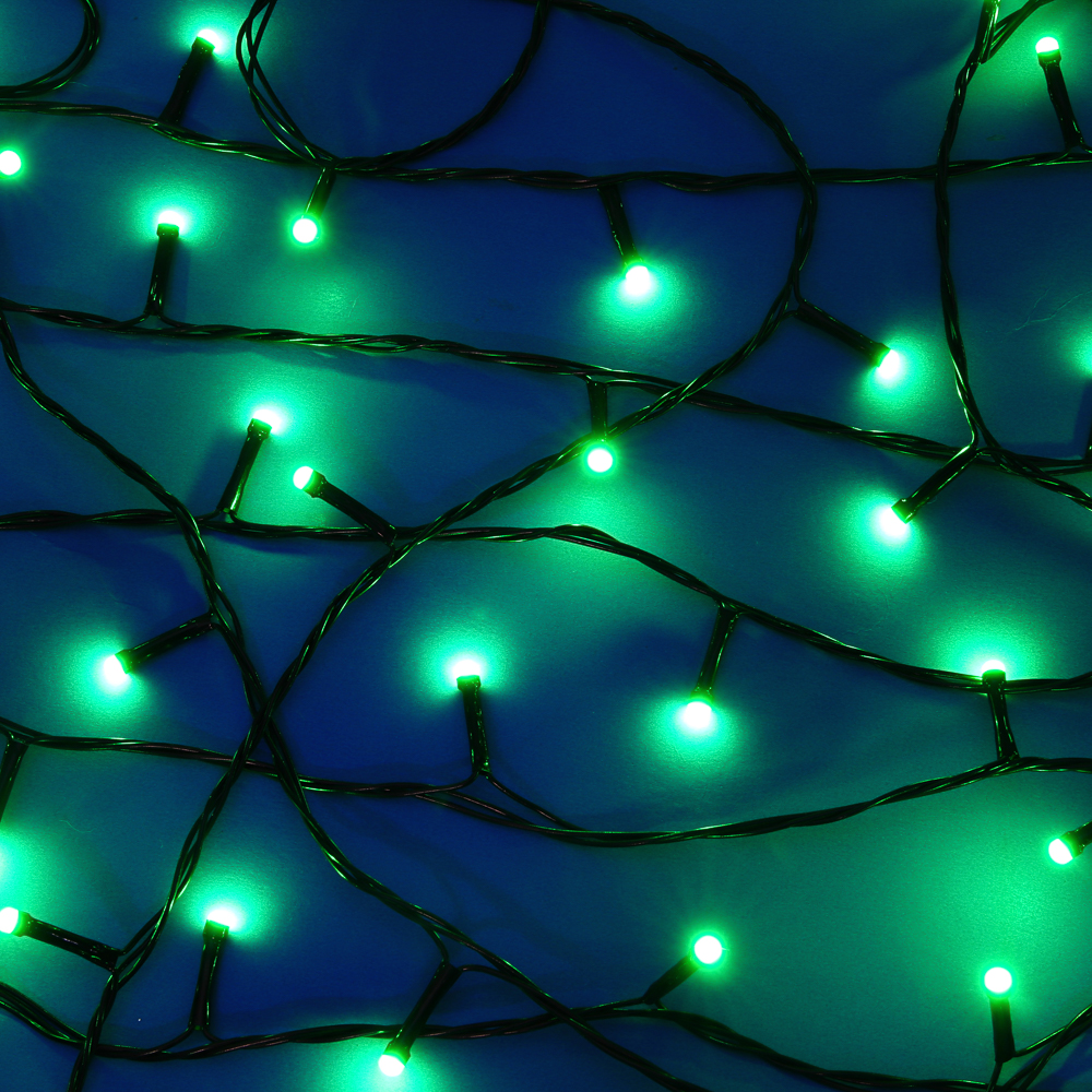 СНОУ БУМ Гирлянда эл. вьюн 10м, 100LED, зеленый, 8 режимов, ПВХ черный, 220В - #7