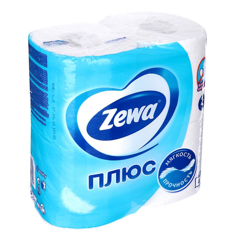 Туалетная бумага Zewa "Плюс", двухслойная, 4 шт - #1
