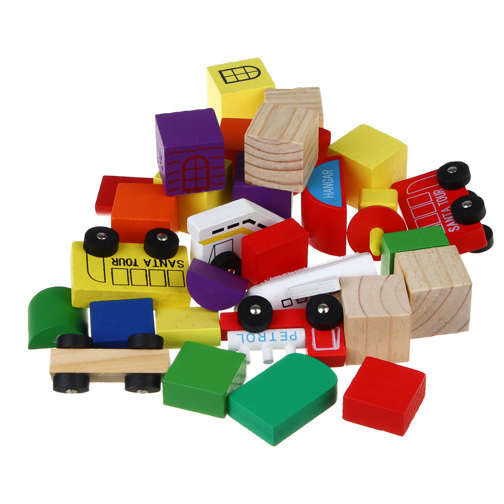 ИГРОЛЕНД Конструктор для малышей "Город деревянный", 28х16х3,5см, дерево, 4 дизайна - #5