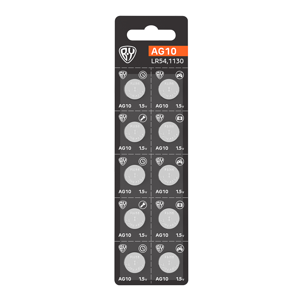 BY Батарейка AG13 (LR44) 10шт в отрывном блистере, щелочная 1.5V - #1