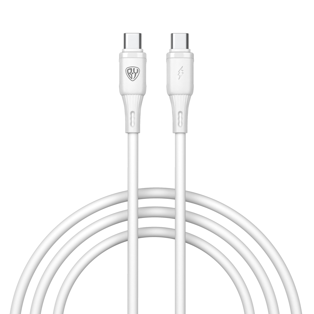 Кабель для зарядки Type C-Type C BY Twist, 60Вт, 1 м, 5A, гибкий силикон, белый - #1
