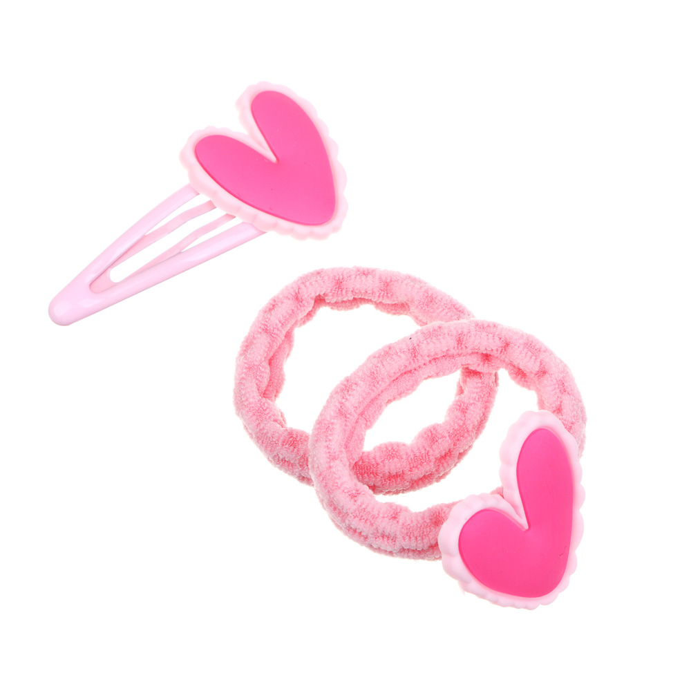 ЮНИLOOK Набор детских резинок для волос 2 шт и заколка 1 шт, d4см, 5см, металл, ПЭ, ТПР, 6 дизайнов - #2