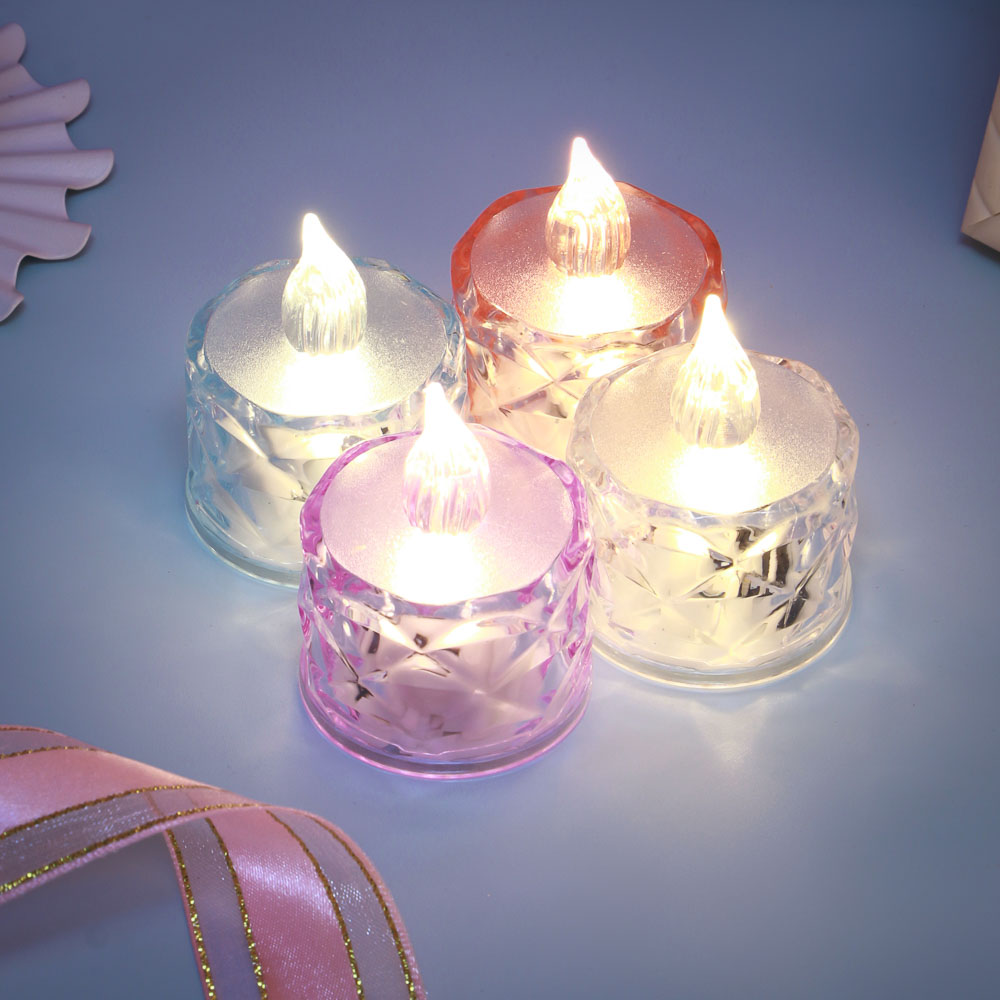 Светильник декоративный в виде свечи с LED-подсветкой, 1 режим, ПВХ, 4х5 см, 3хAG10, 4 цвета - #1