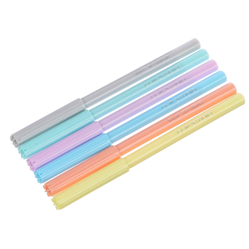 ClipStudio Фломастеры 6 цветов, с цветным вент.колпачком, 2 вида, ПВХ пенал с подвесом - #6