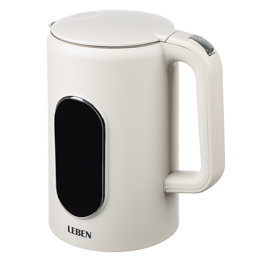 LEBEN Чайник электрический 1,7л двойные стенки пластик/нерж сталь, поддерж.температуры, оливк.и беж. - #9
