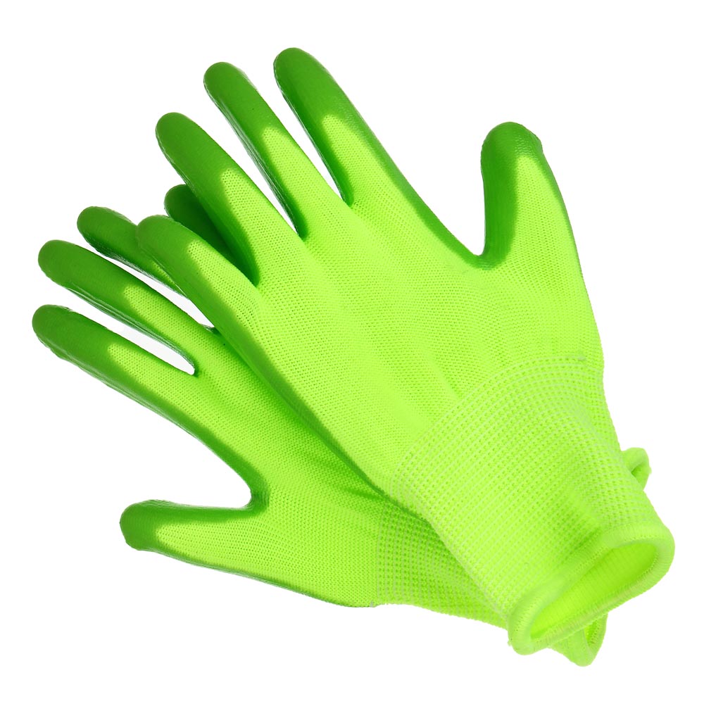 Перчатки Inbloom, зеленые, нейлон с латексным полуобливом, 4 размер - #2