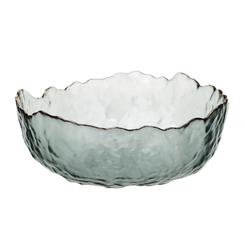 MILLIMI Набор салатников 2 шт, 17x16,5x7,5см / 20x20x9см, стекло, серый с золотой каймой - #4