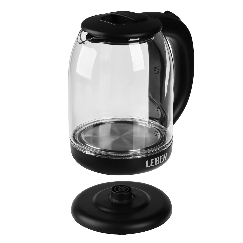 Чайник электрический, 1,8 л, 1500 Вт, стекло, черный (без подсветки) - #5