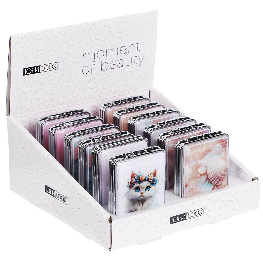 ЮНИLOOK Зеркало карманное, пластик, стекло, 8х5,8см, 6-12 дизайнов - #23