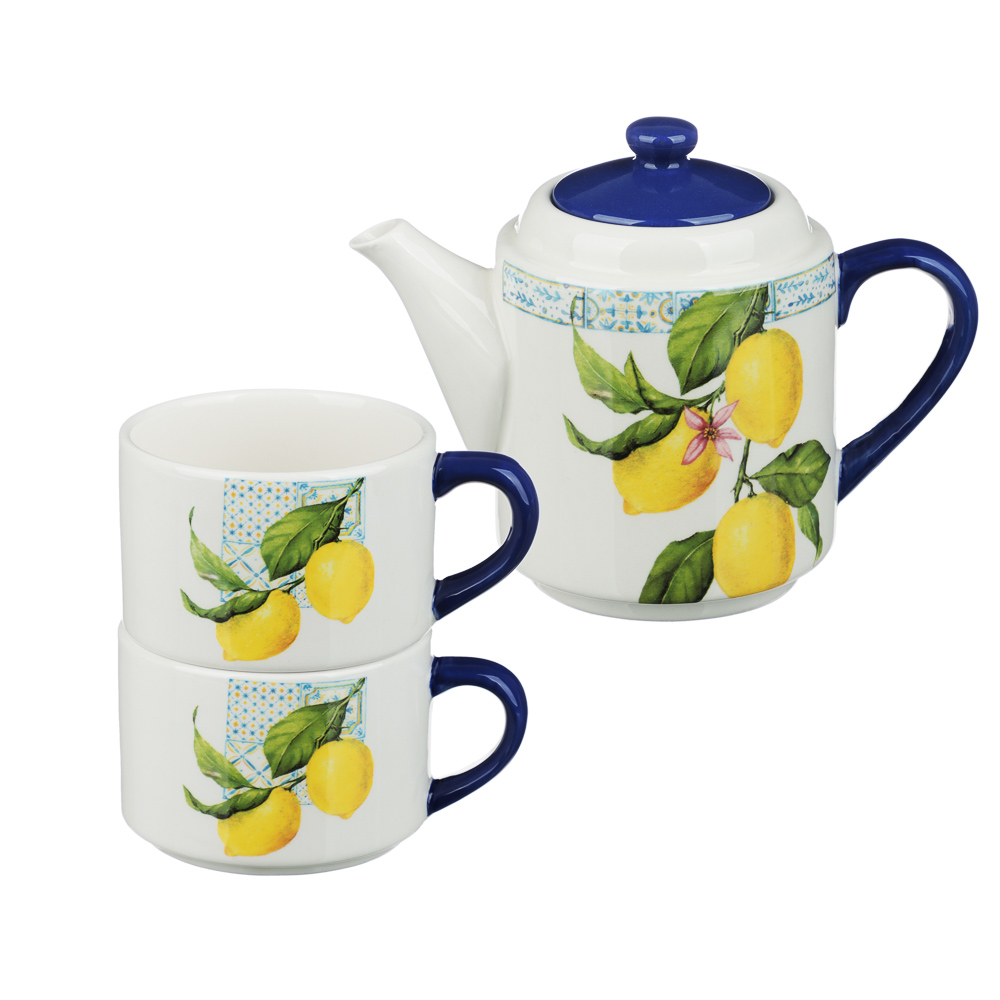 MILLIMI Лимоны Чайный набор на 2 персоны, 400мл, 200мл, 3пр., керамика - #1