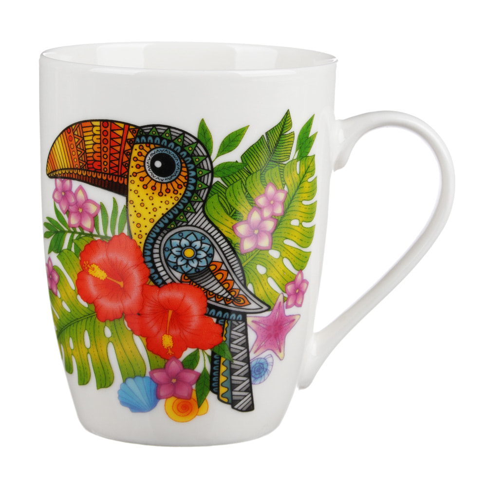 Кружка 350 мл, MILLIMI Тропические птицы, керамика, 4 дизайна - #1