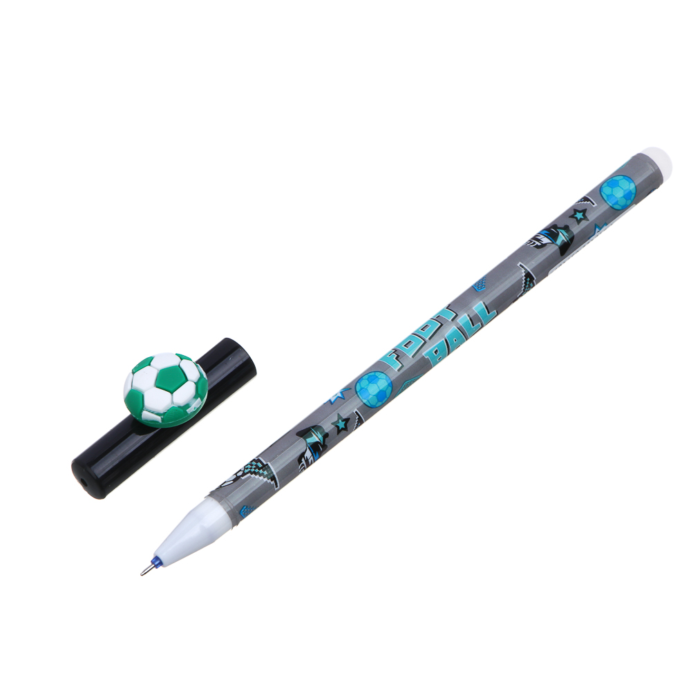 Ручка гелевая "пиши-стирай" синяя, фигурка в форме футбольного мяча, 6 дизайнов - #3