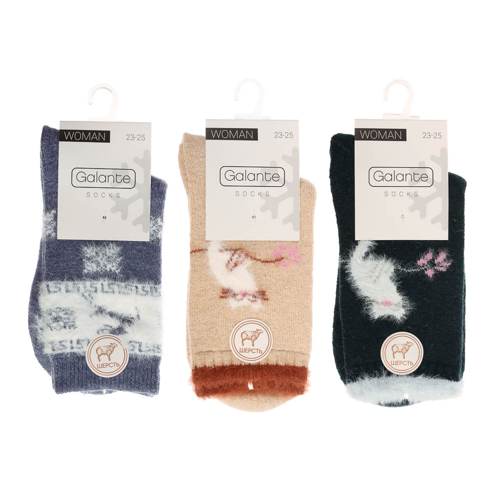 GALANTE Носки женские, 65% полиэстер, 20% акрил, 15% шерсть, р-р 23-25, разноцветные, НЖ22-1 - #6