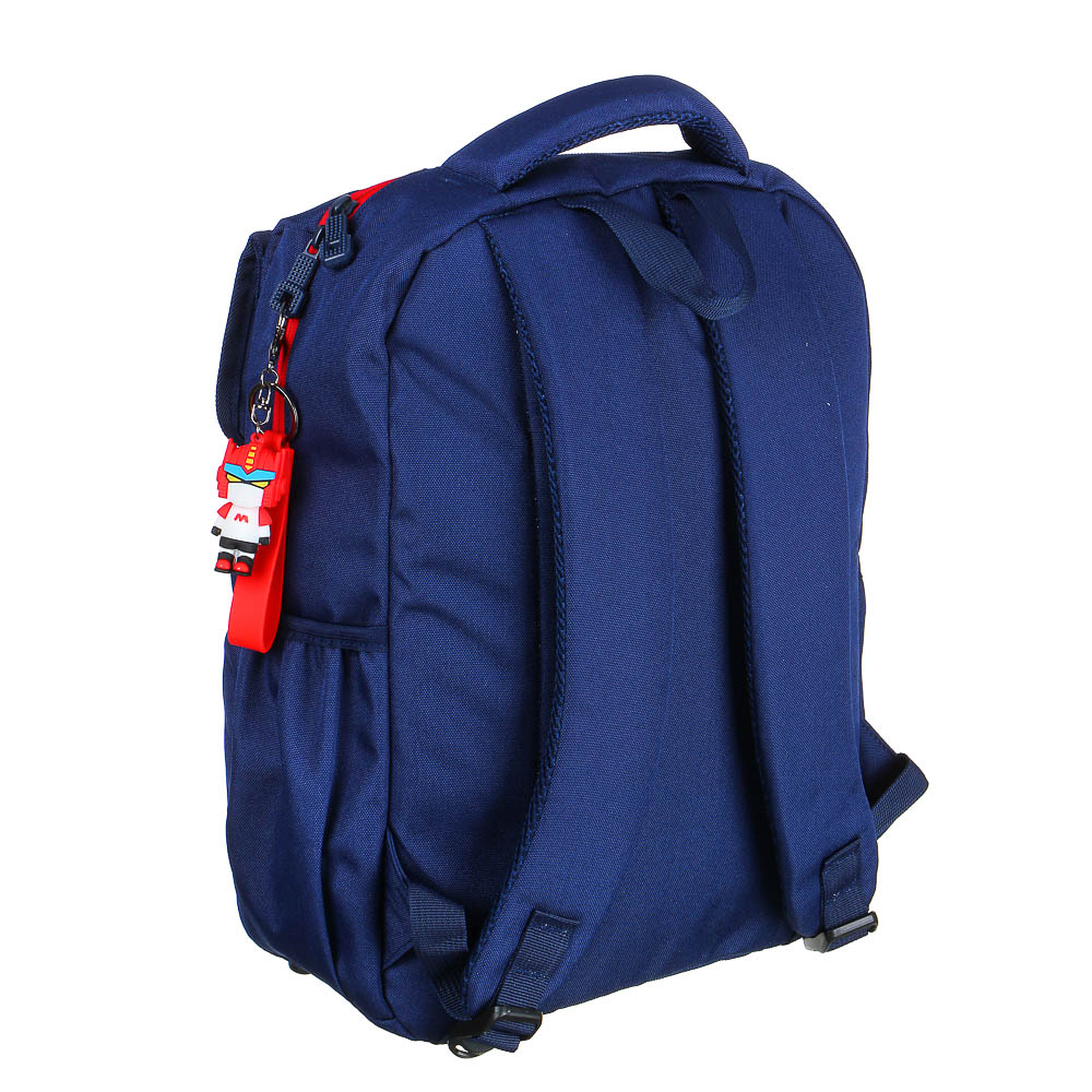 Рюкзак подростковый 40x30x14,5см, 1 отд., 4 карм., аппликации в форме лица, ножки, ПЭ, синий/красный - #3
