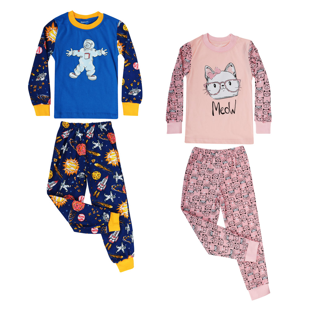 Пижама детская, р.104-128, 100% хлопок, микс дизайнов - #1