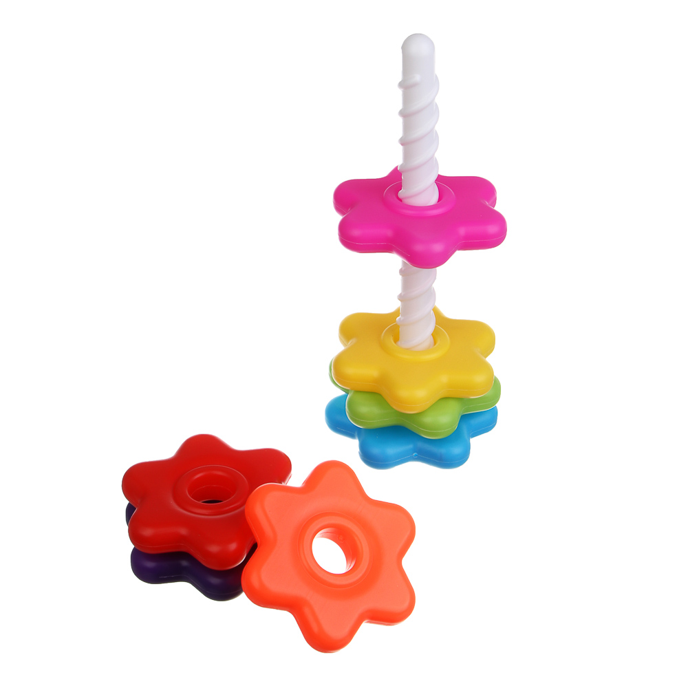 Развивающая игрушка пирамидка "Шестерёнки" 8 деталей, PE, 12х12х28см - #4