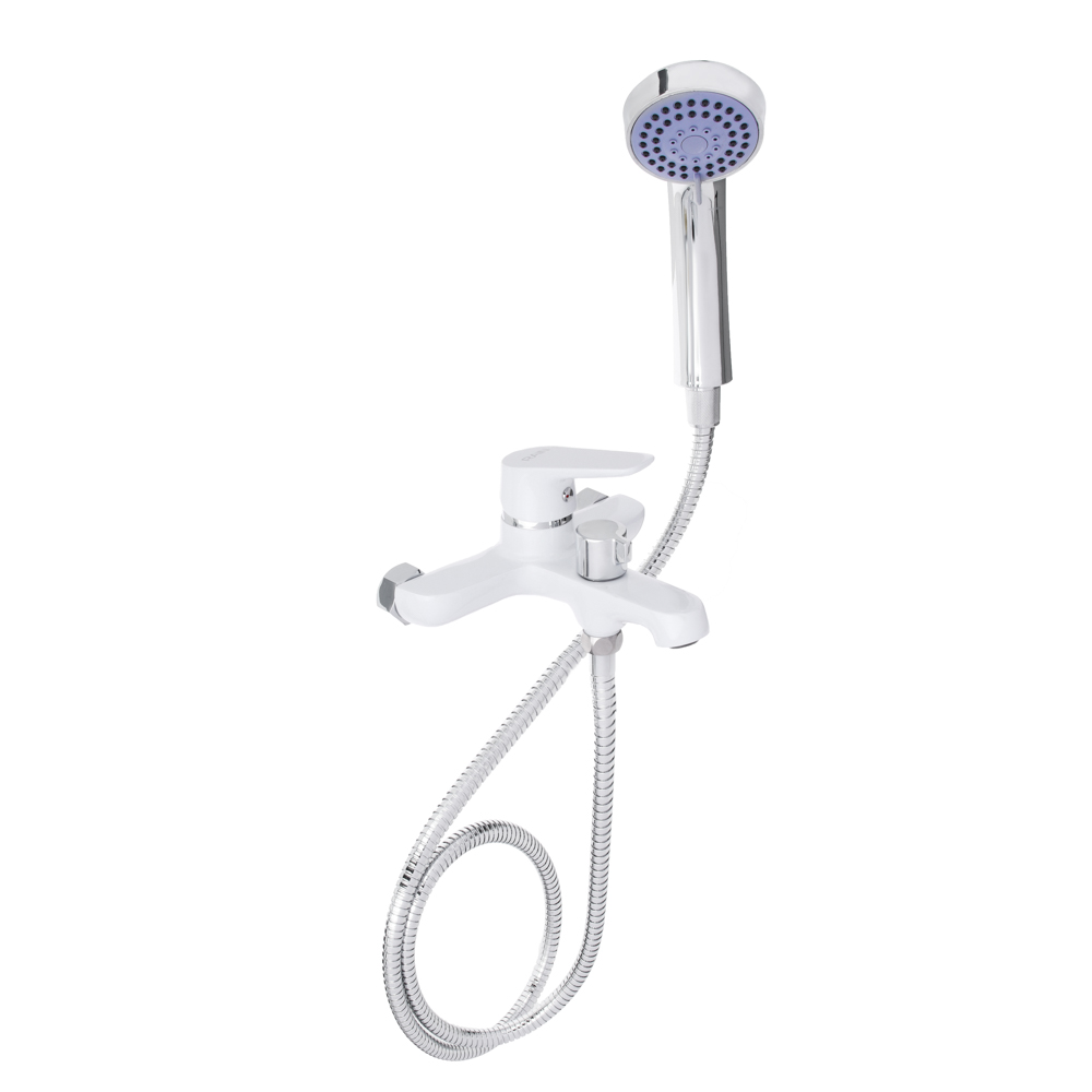 Смеситель для ванны с душем RAIN Алмаз, однорычажный, короткий излив, белый - #1