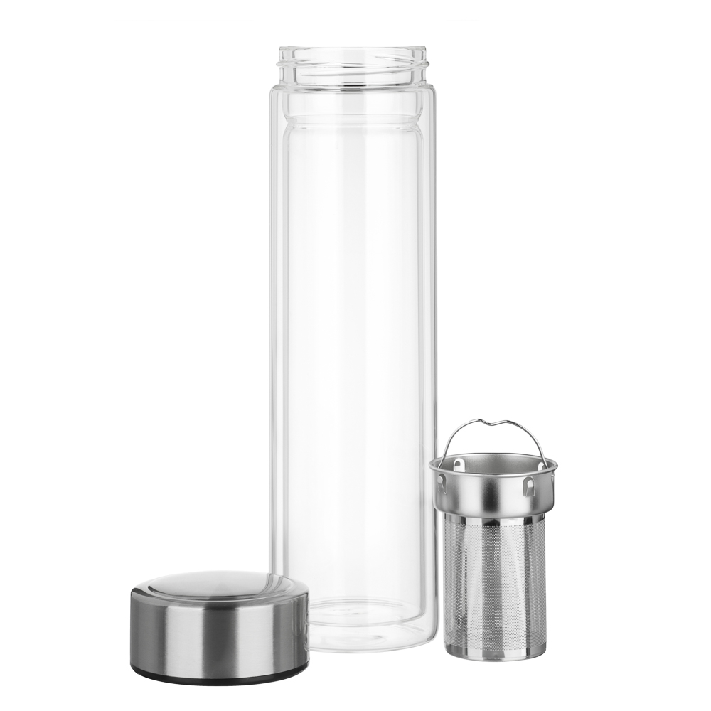 SATOSHI Термос-кружка с ситечком заваривания 500мл, стекло, двойные стенки - #7