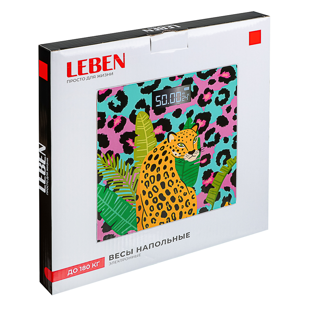 LEBEN Весы напольные электронные Modern Style, ЖК-дисплей, макс. нагр. до 180кг, 26х26 см - #5