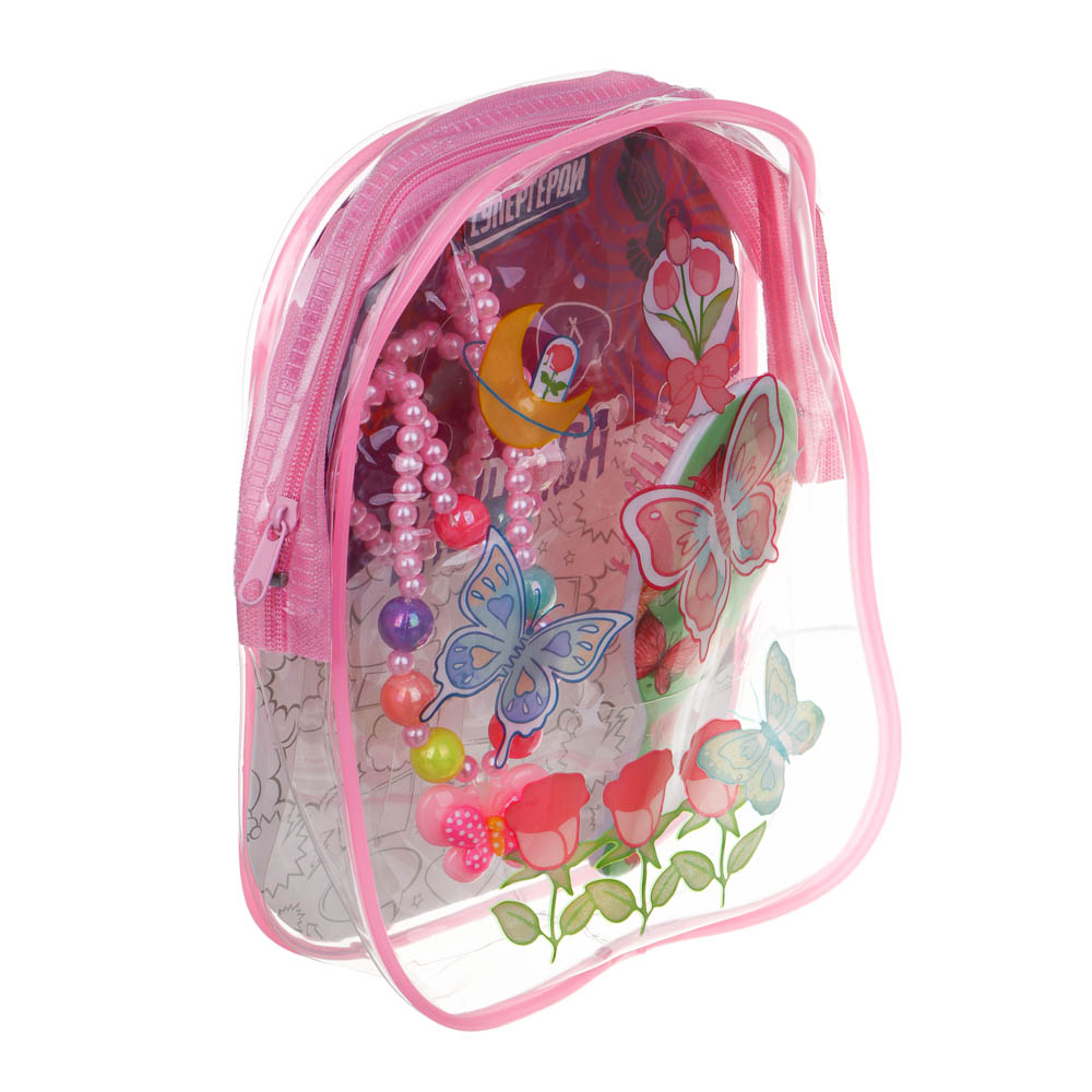 BY Русские супергерои Набор детской бижутерии в рюкзаке 19х14х5см: бусы, браслет, расческа, 3 диз. - #9