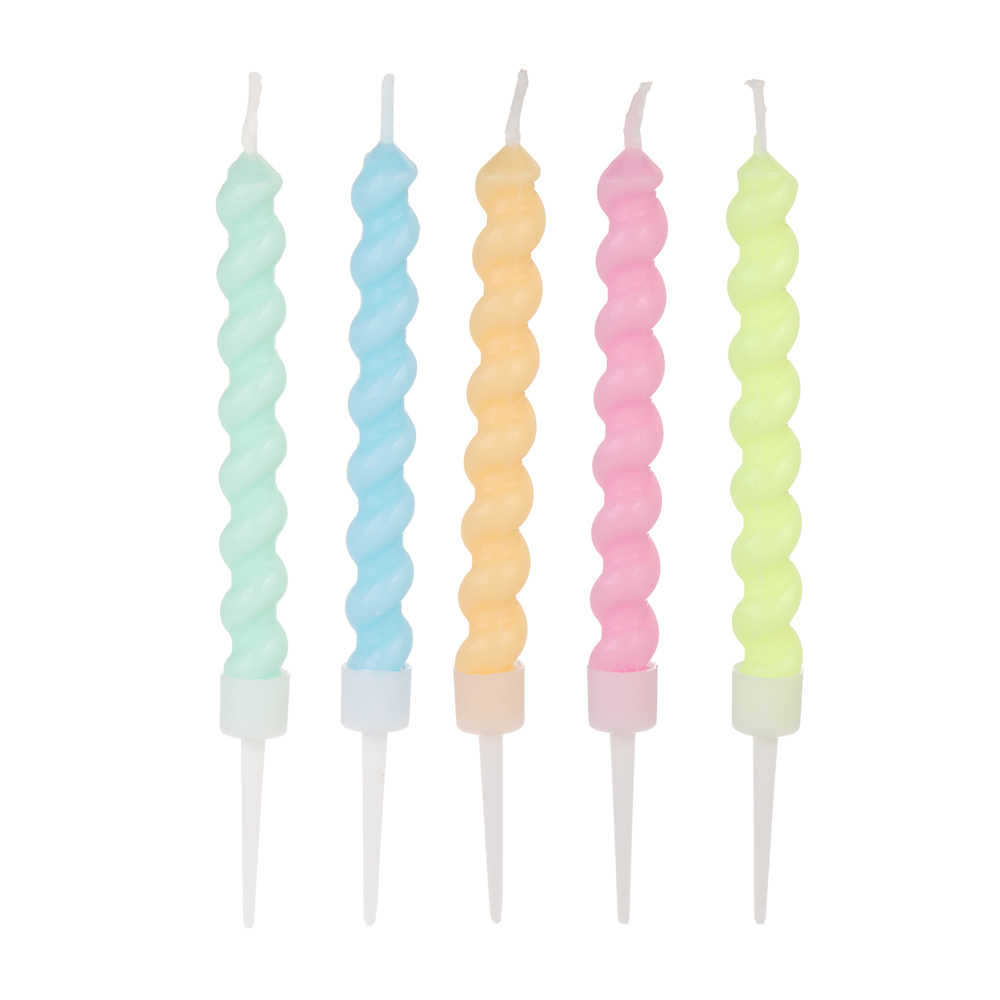 Набор свечей витых для торта тм Fntastic, 6 шт, 7,5 см, парафин, микс - #3