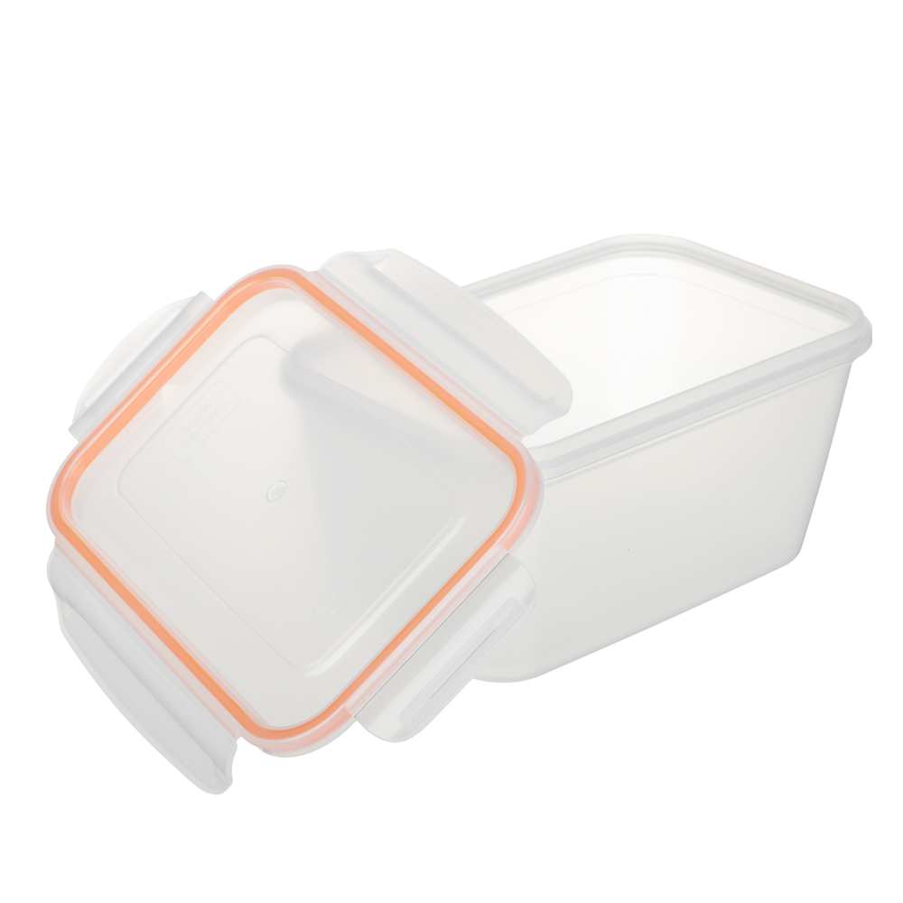 Контейнер пищевой герметичный с защелками 1,4л, прямоугольный конусный, пластик - #5